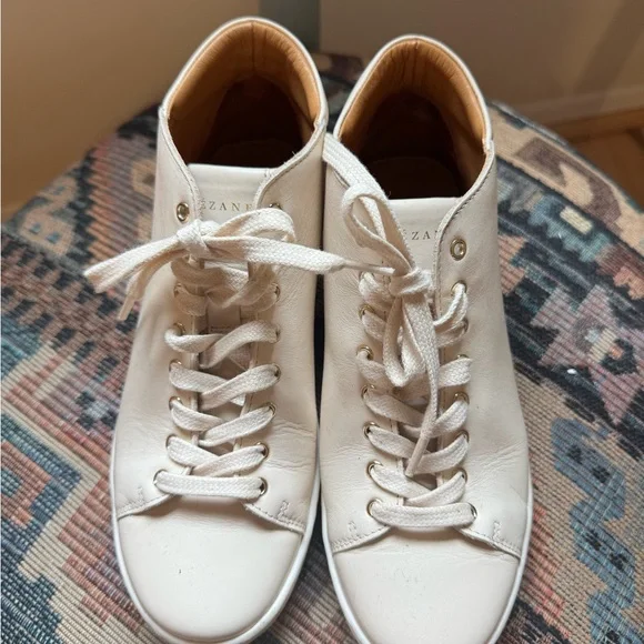 Sezane Cream Leather Sneakers - Picture 2 of 8